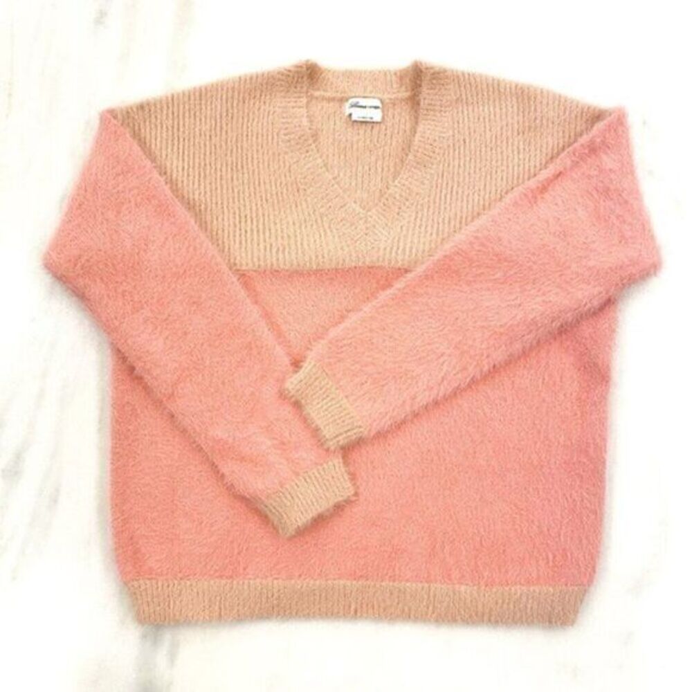 Lovers + Friends Fuzzy Pink Pull-Over Sweater